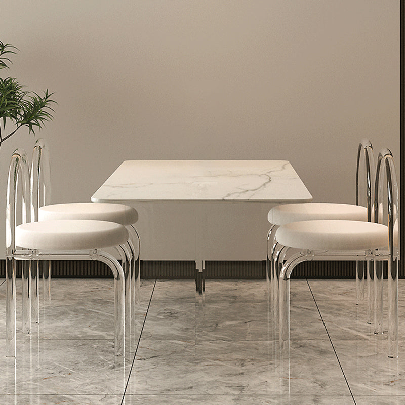 Modern Stone Rectangle Dining Table Acrylic Base for Dining Room