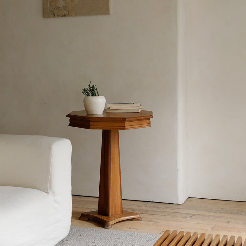 Modern Wood Geometric Dining Table Teak Wood Base for Dining Room