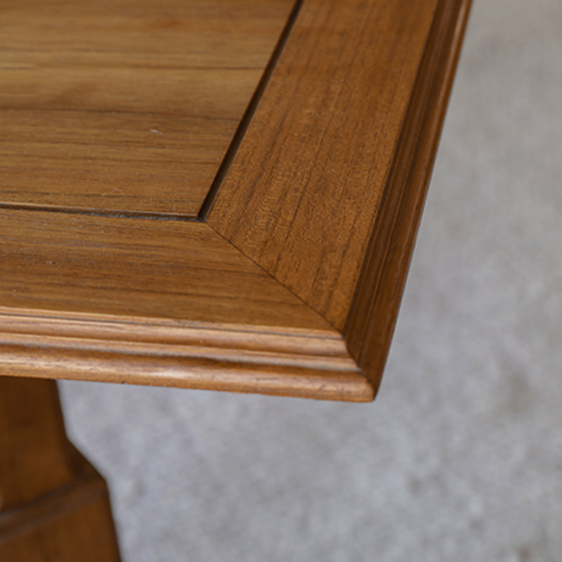 Modern Wood Geometric Dining Table Teak Wood Base for Dining Room