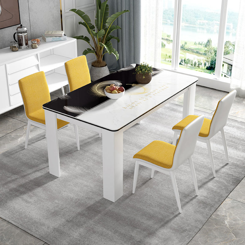 Modern Rectangle Wood Dining Table Metal Base for Dining Room