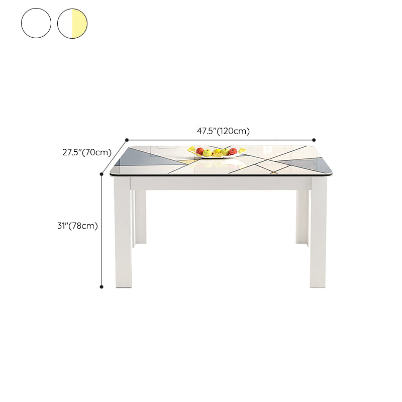Modern Rectangle Wood Dining Table Metal Base for Dining Room