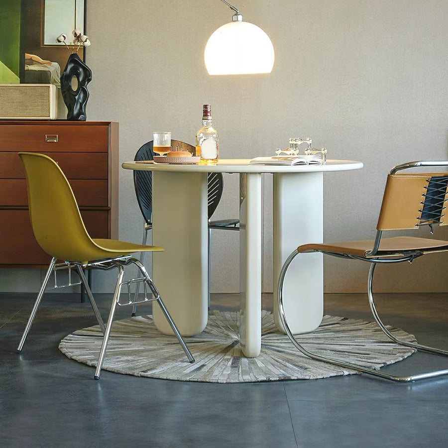 Nordic Round Wood Dining Table White Wooden Legs for Dining Room
