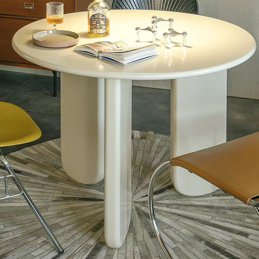 Nordic Round Wood Dining Table White Wooden Legs for Dining Room