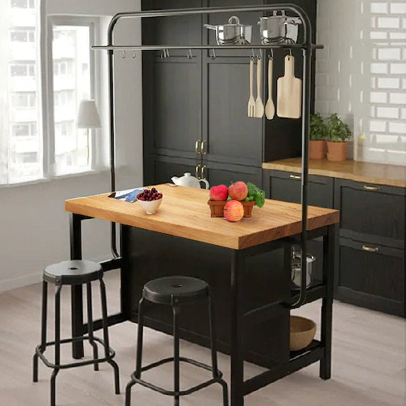 Solid Wood Prep Table Rectangle Island Table for Kitchen Room