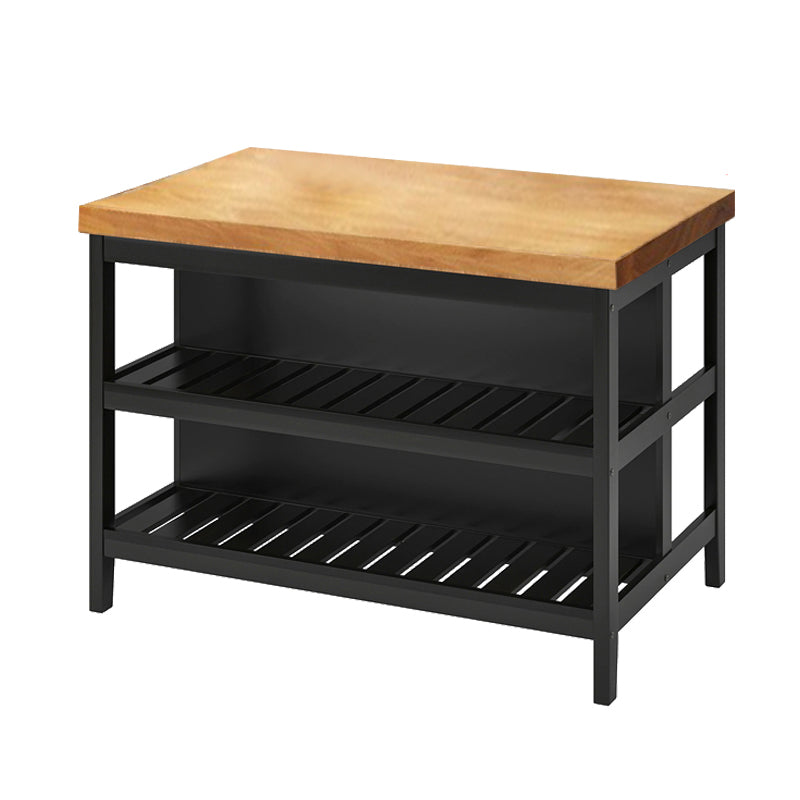 Solid Wood Prep Table Rectangle Island Table for Kitchen Room