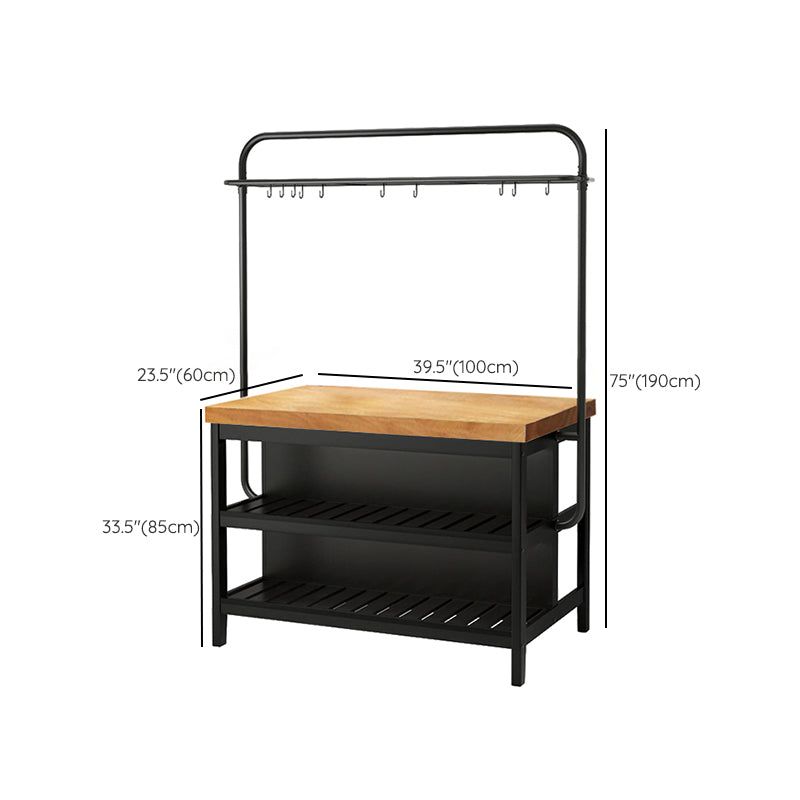 Solid Wood Prep Table Rectangle Island Table for Kitchen Room