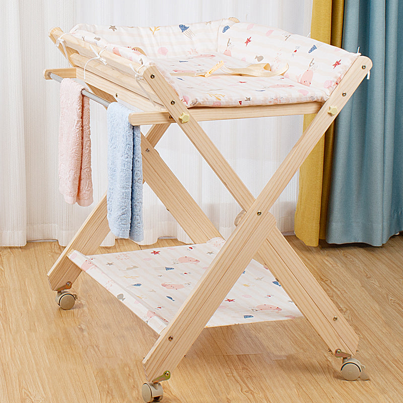 Modern Wooden Baby Changing Table Safety Rails Changing Table with Shelf