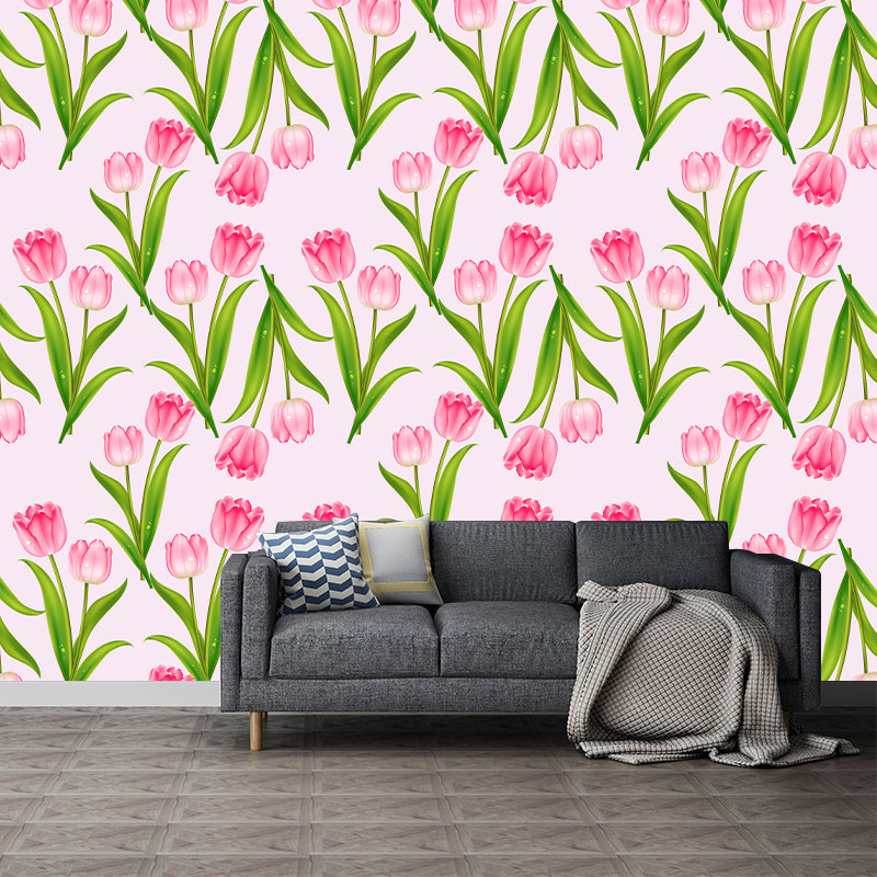 Illustration Plant Mural Stain Resistant Living Room Wall Mural