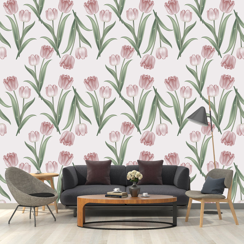 Illustration Plant Mural Stain Resistant Living Room Wall Mural