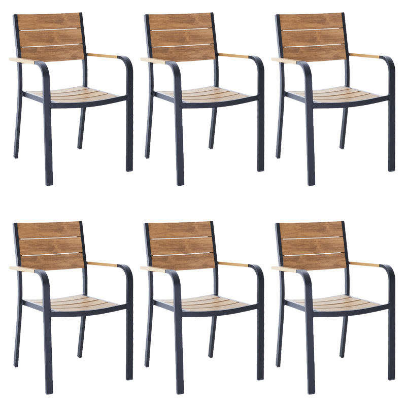 Tropical Patio Dining Side Chair Metal With Arm with Cushion Outdoor Bistro Chairs