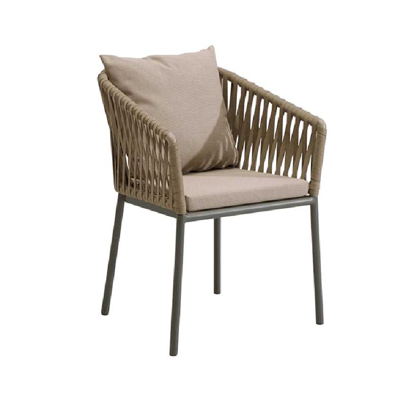 Tropical Patio Dining Side Chair Metal With Arm with Cushion Outdoor Bistro Chairs