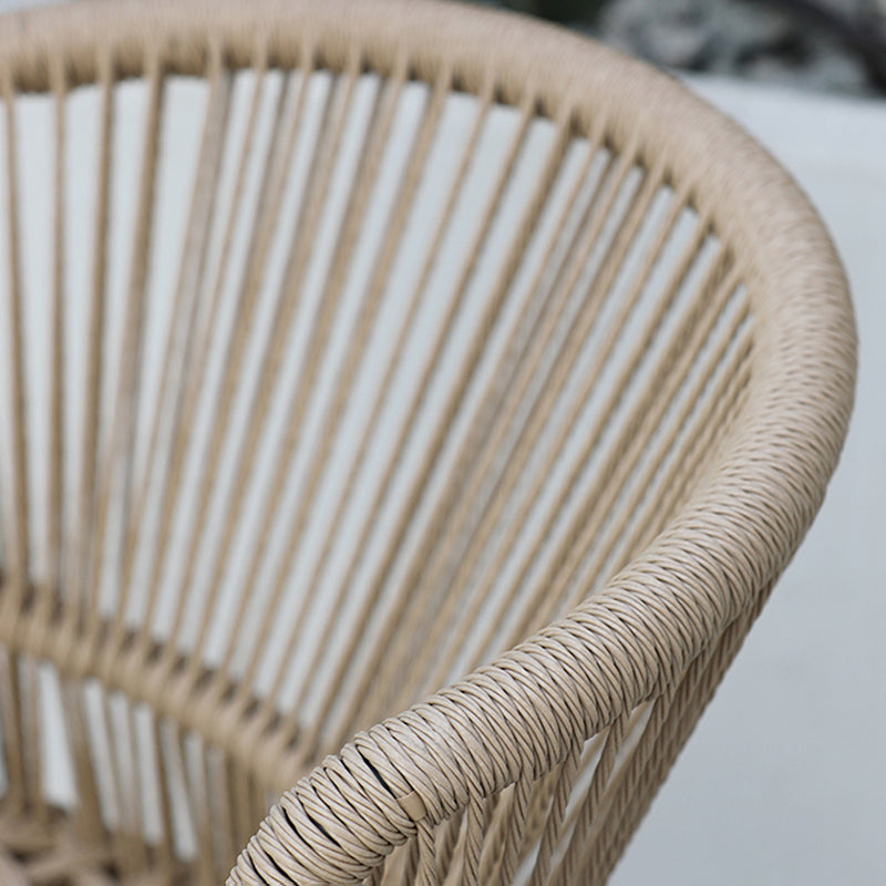 Tropical Patio Dining Side Chair Metal With Arm with Cushion Outdoor Bistro Chairs