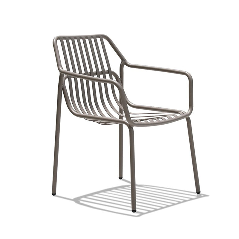 Tropical Patio Dining Side Chair Metal With Arm with Cushion Outdoor Bistro Chairs