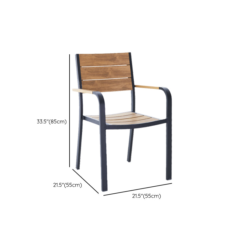 Tropical Patio Dining Side Chair Metal With Arm with Cushion Outdoor Bistro Chairs