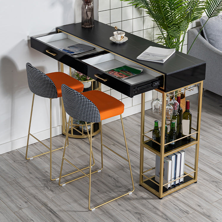 Glam Style Stone Bar Table Set 1/2/3 Pcs Rectangular Pub Set for Indoor