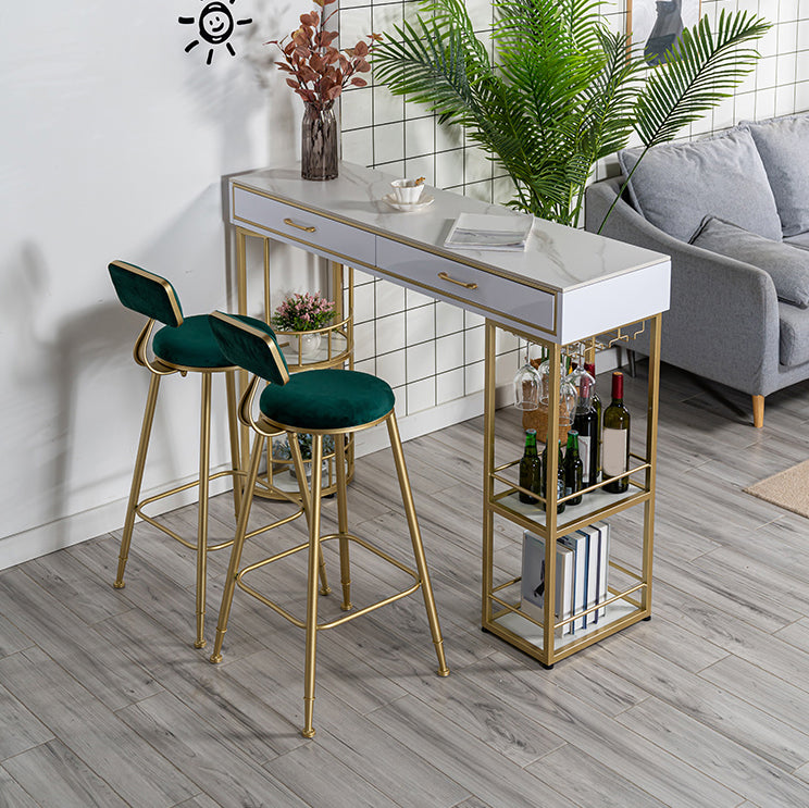 Glam Style Stone Bar Table Set 1/2/3 Pcs Rectangular Pub Set for Indoor