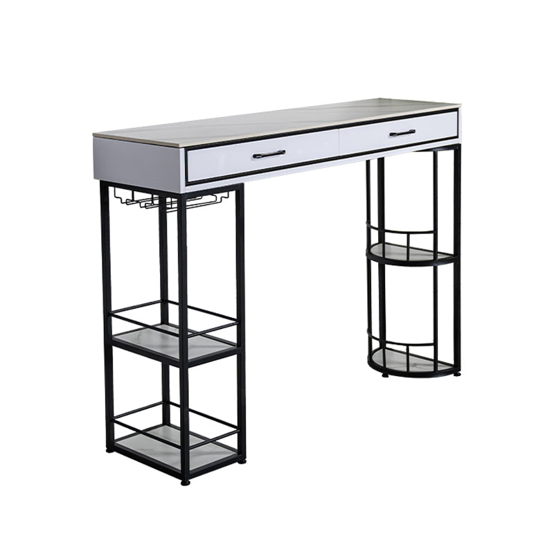 Glam Style Stone Bar Table Set 1/2/3 Pcs Rectangular Pub Set for Indoor