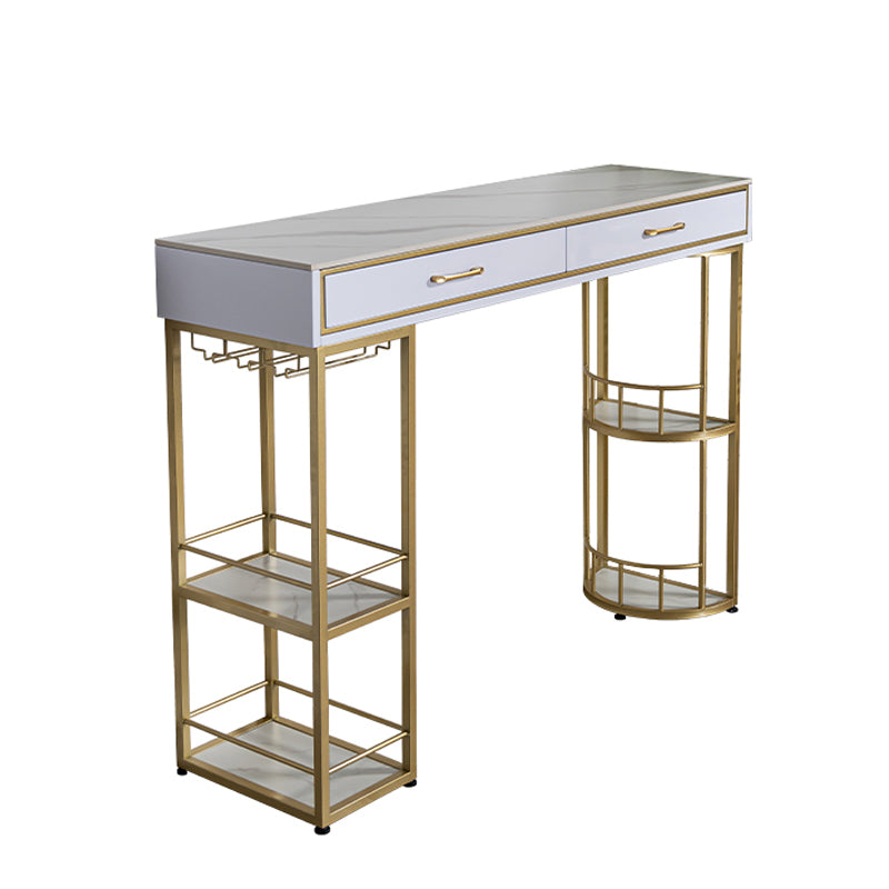 Glam Style Stone Bar Table Set 1/2/3 Pcs Rectangular Pub Set for Indoor