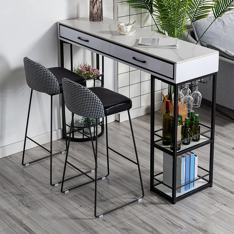 Glam Style Stone Bar Table Set 1/2/3 Pcs Rectangular Pub Set for Indoor