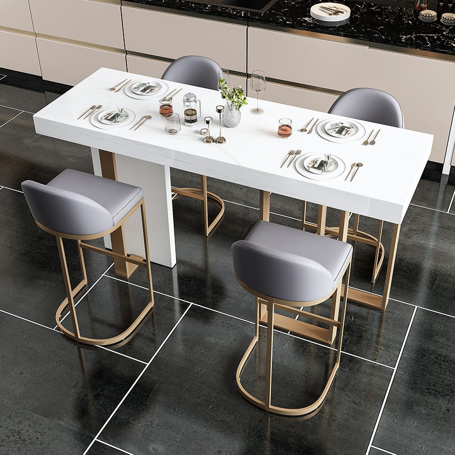 Glam Rectangle Bar Table Set 1/5 Pcs Faux Marble Bar Table Set