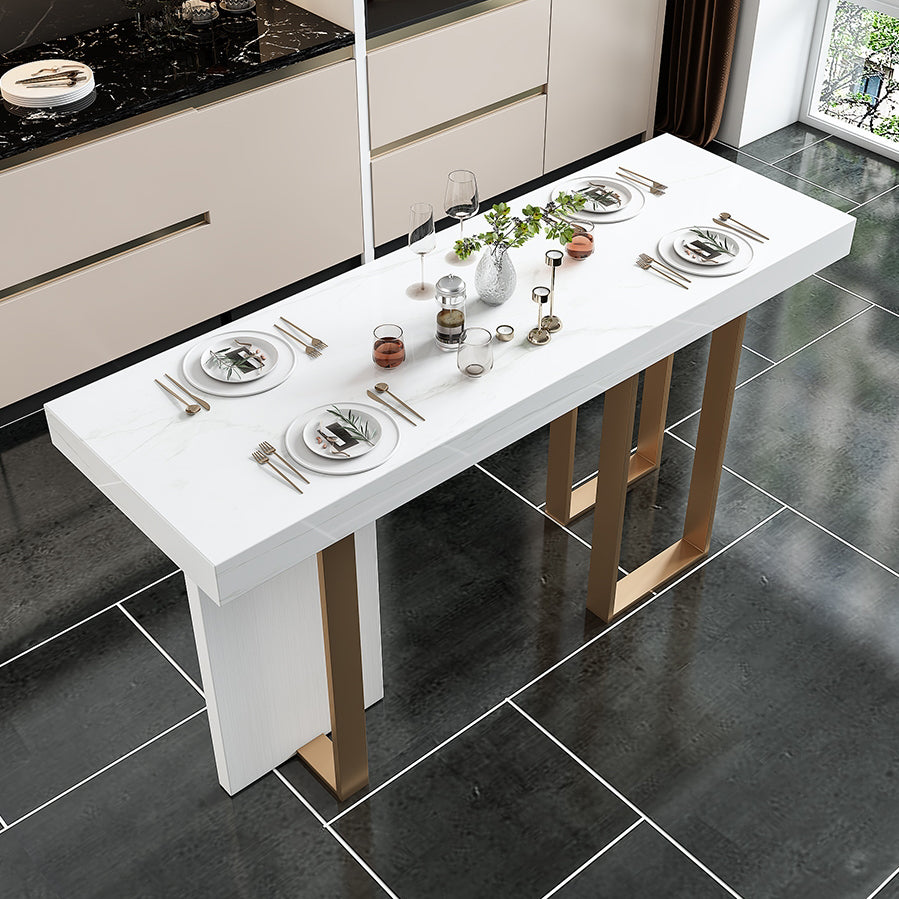 Glam Rectangle Bar Table Set 1/5 Pcs Faux Marble Bar Table Set