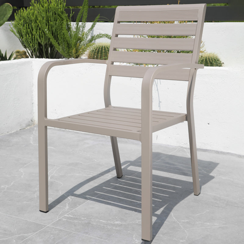 Grey Stacking Dining Side Chair Arms Included Outdoor Bistro Chairs