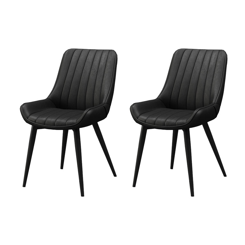 Metal Frame Dining Side Chair Faux Leather Upholstered Side Chair