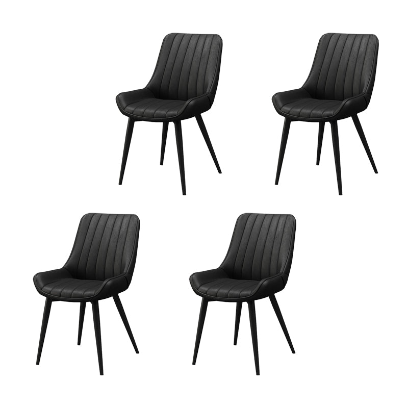 Metal Frame Dining Side Chair Faux Leather Upholstered Side Chair
