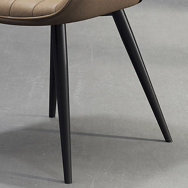 Metal Frame Dining Side Chair Faux Leather Upholstered Side Chair