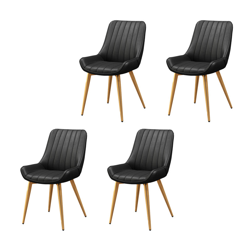 Metal Frame Dining Side Chair Faux Leather Upholstered Side Chair
