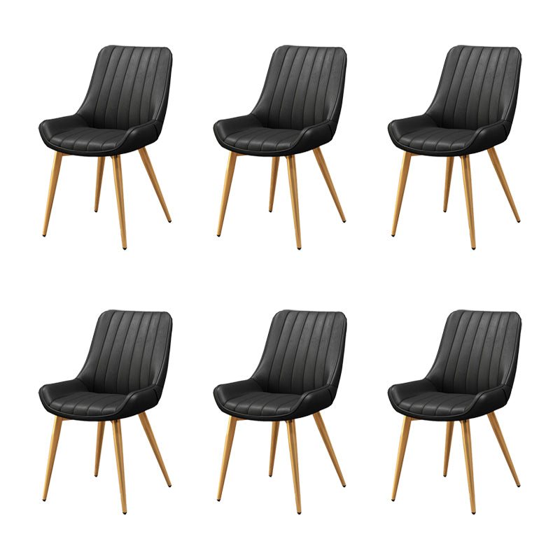 Metal Frame Dining Side Chair Faux Leather Upholstered Side Chair