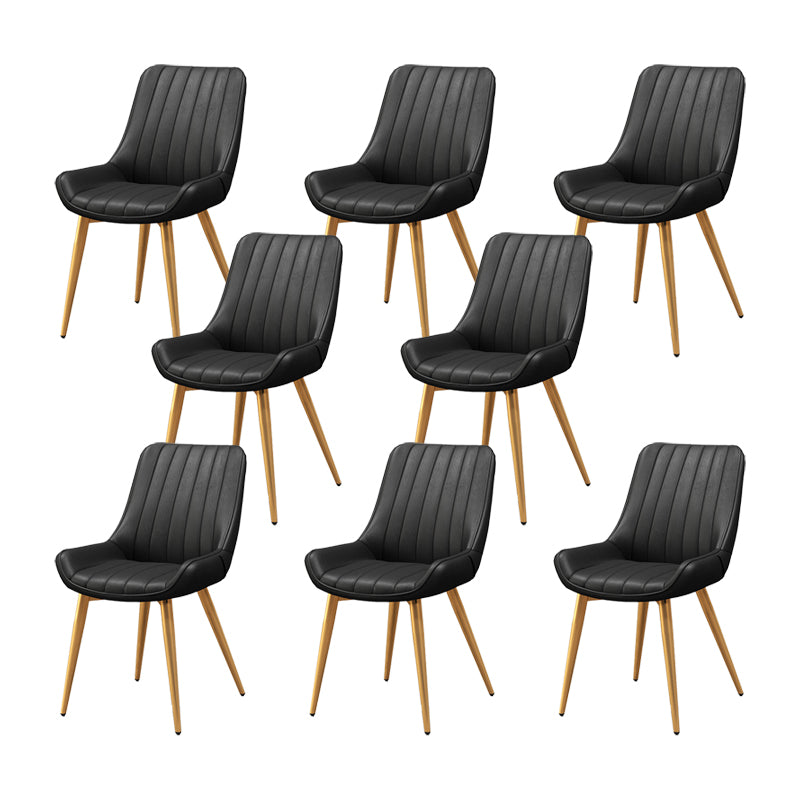 Metal Frame Dining Side Chair Faux Leather Upholstered Side Chair