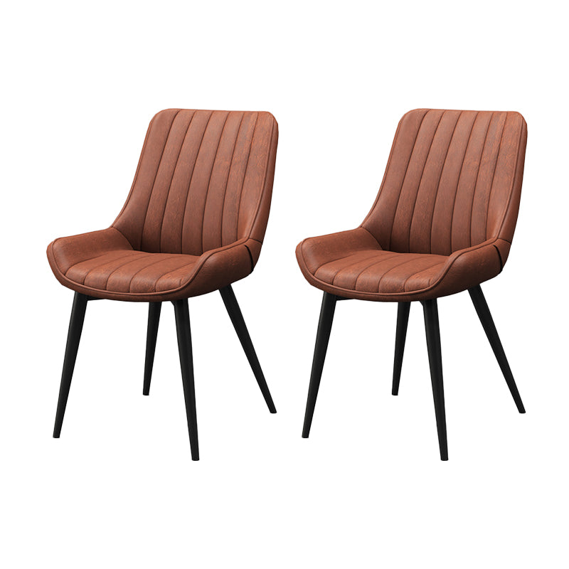 Metal Frame Dining Side Chair Faux Leather Upholstered Side Chair