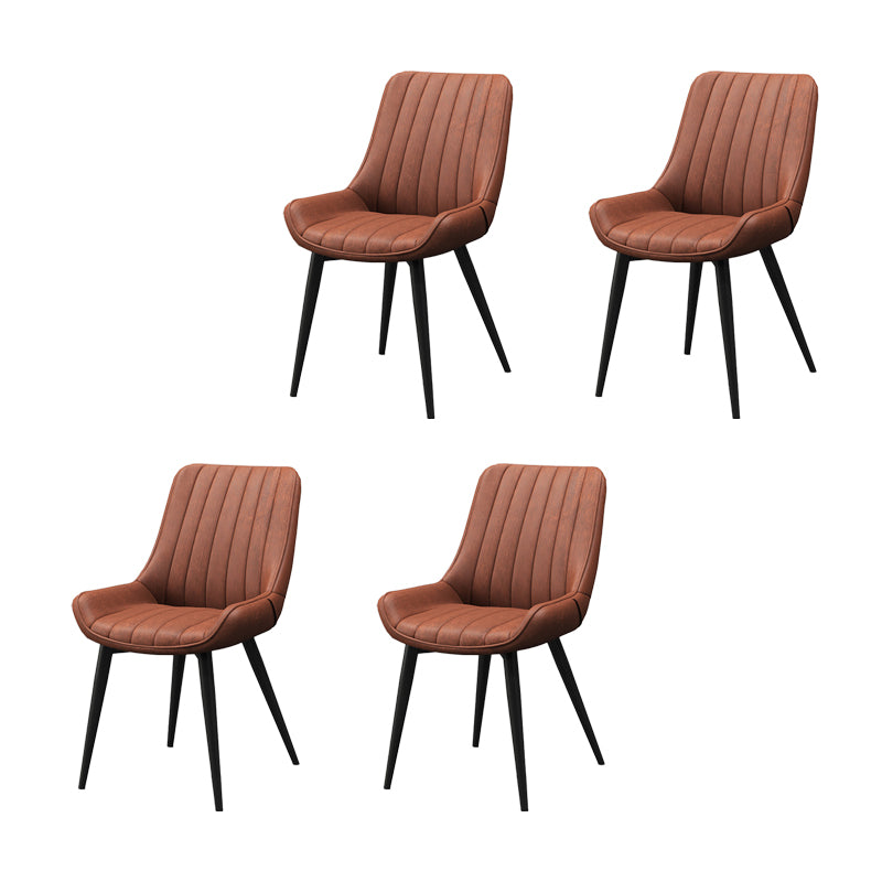 Metal Frame Dining Side Chair Faux Leather Upholstered Side Chair