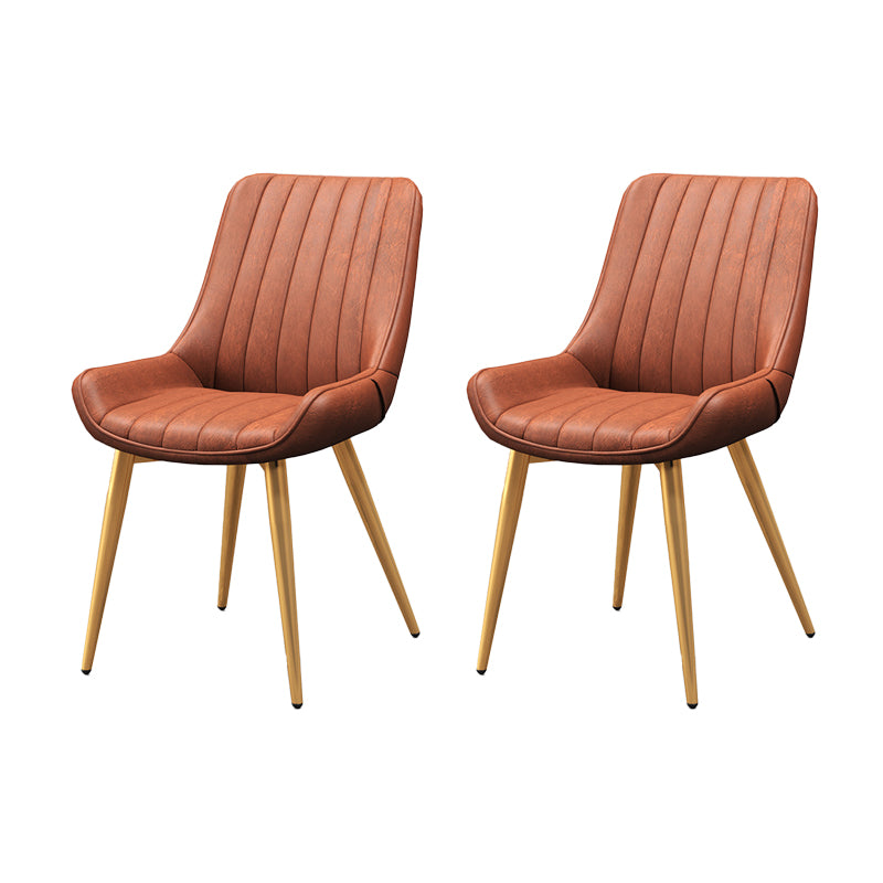 Metal Frame Dining Side Chair Faux Leather Upholstered Side Chair
