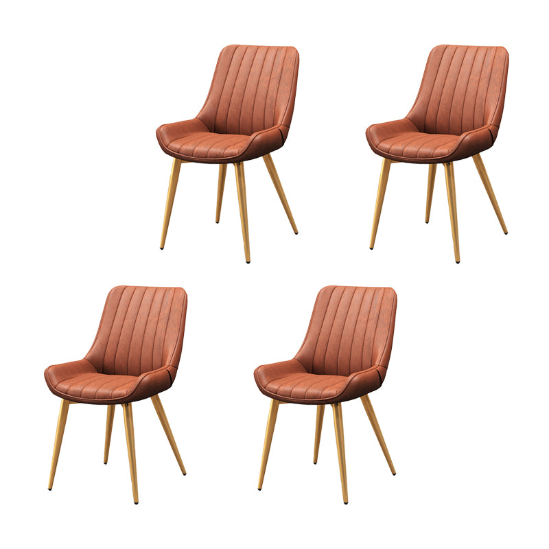 Metal Frame Dining Side Chair Faux Leather Upholstered Side Chair