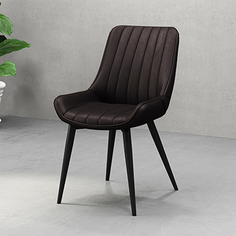 Metal Frame Dining Side Chair Faux Leather Upholstered Side Chair