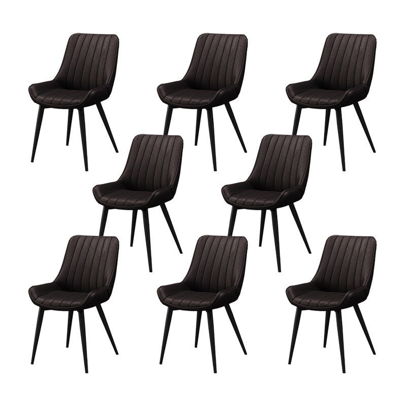 Metal Frame Dining Side Chair Faux Leather Upholstered Side Chair