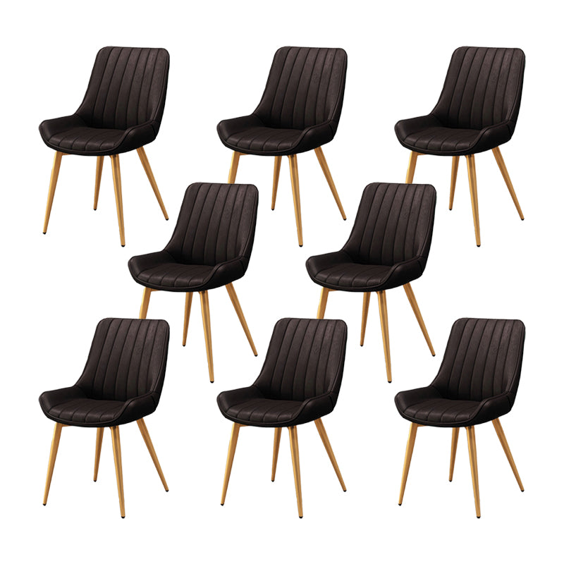 Metal Frame Dining Side Chair Faux Leather Upholstered Side Chair