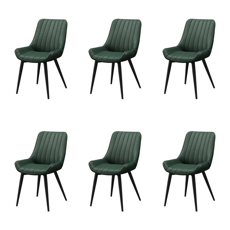 Metal Frame Dining Side Chair Faux Leather Upholstered Side Chair