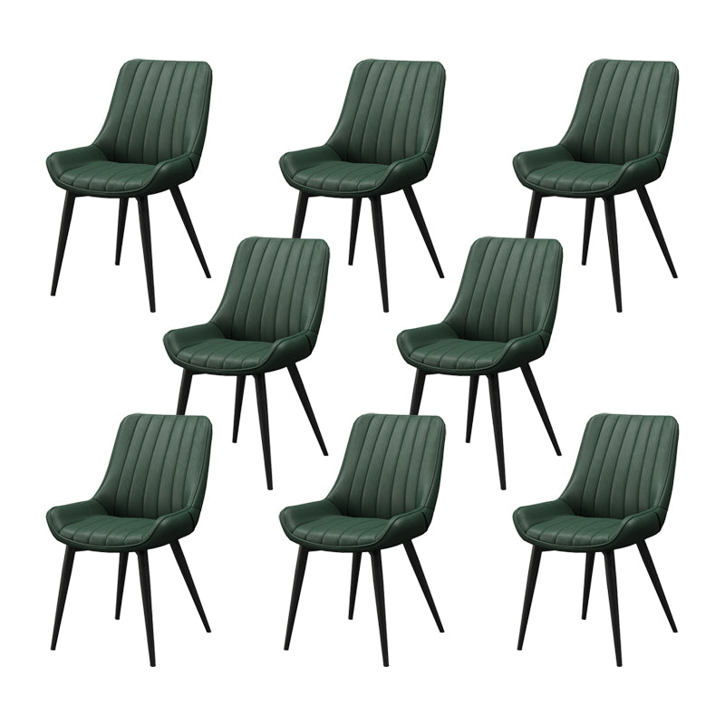 Metal Frame Dining Side Chair Faux Leather Upholstered Side Chair