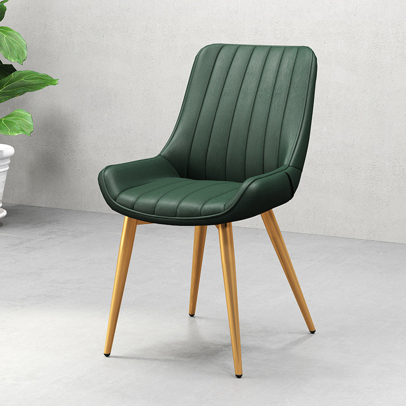 Metal Frame Dining Side Chair Faux Leather Upholstered Side Chair