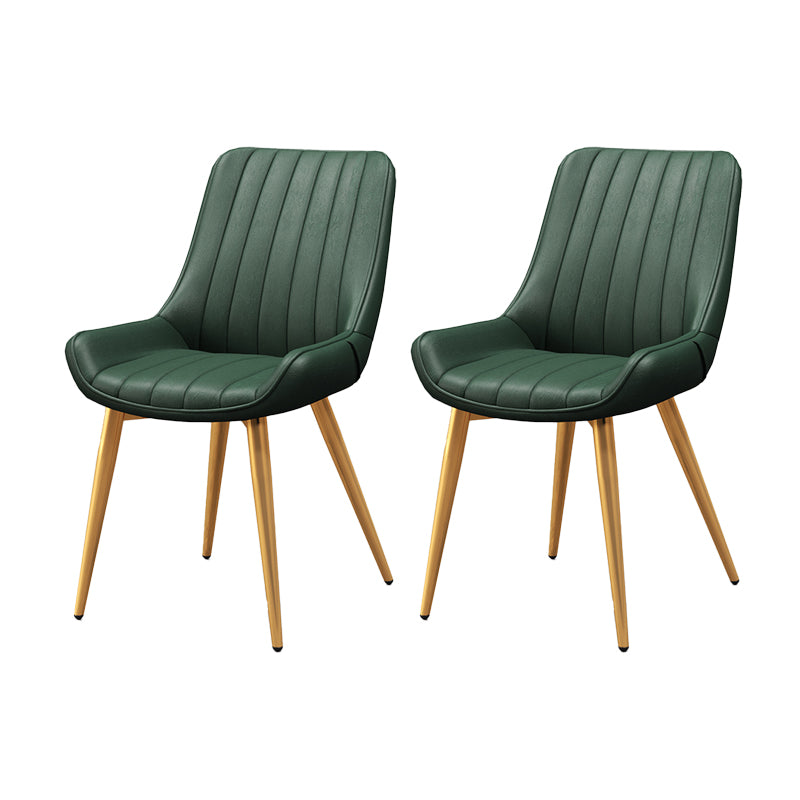 Metal Frame Dining Side Chair Faux Leather Upholstered Side Chair