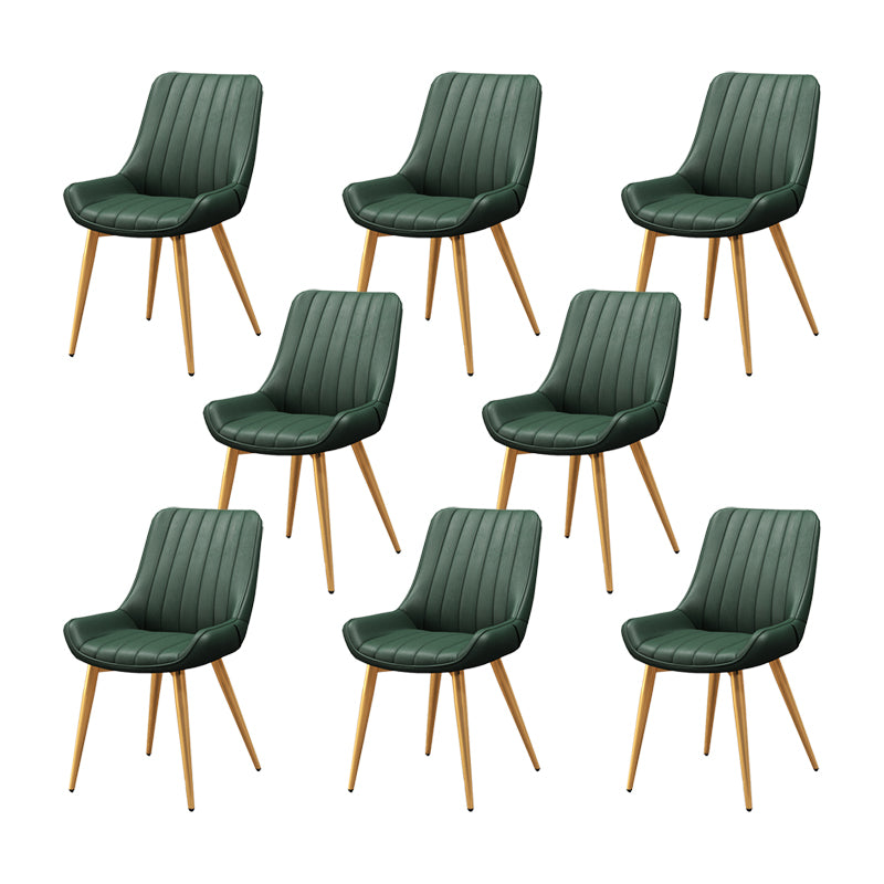 Metal Frame Dining Side Chair Faux Leather Upholstered Side Chair