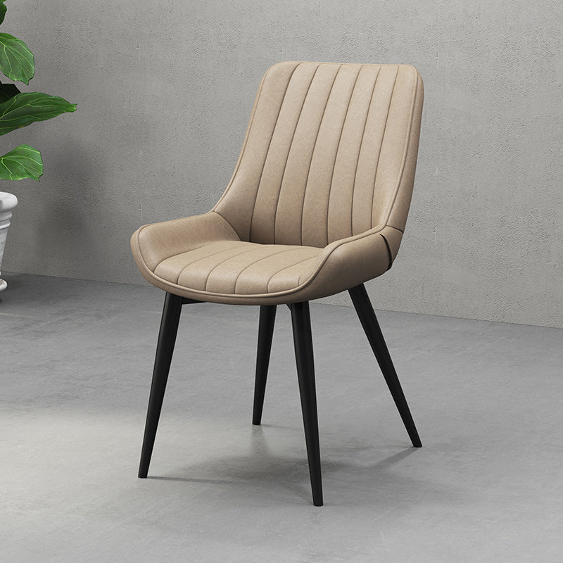 Metal Frame Dining Side Chair Faux Leather Upholstered Side Chair