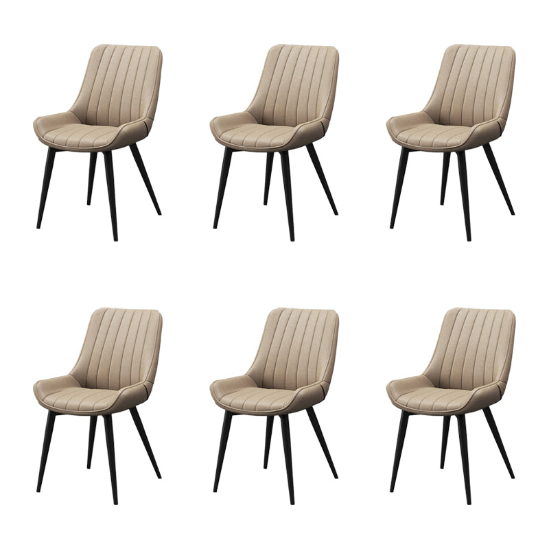 Metal Frame Dining Side Chair Faux Leather Upholstered Side Chair