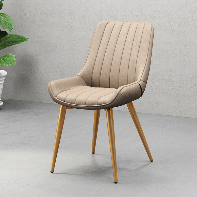 Metal Frame Dining Side Chair Faux Leather Upholstered Side Chair