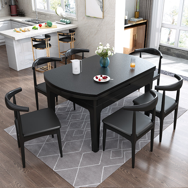Modern Stone Scalable Dining Table Rubber Wood Legs for Dining Room