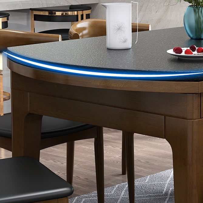 Modern Stone Scalable Dining Table Rubber Wood Legs for Dining Room