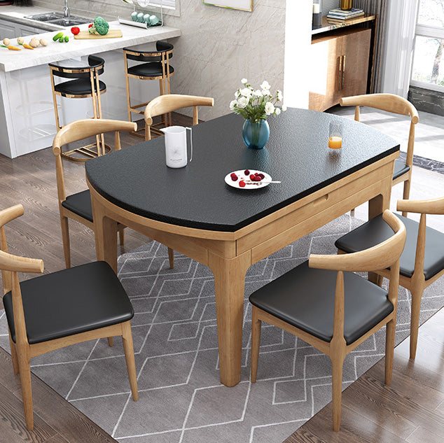 Modern Stone Scalable Dining Table Rubber Wood Legs for Dining Room
